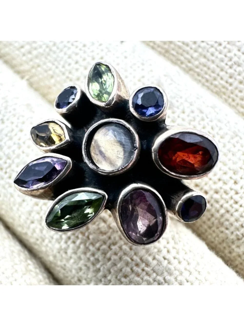 Nicky Butler Multi Gemstone Ring Sterling Silver Size 7